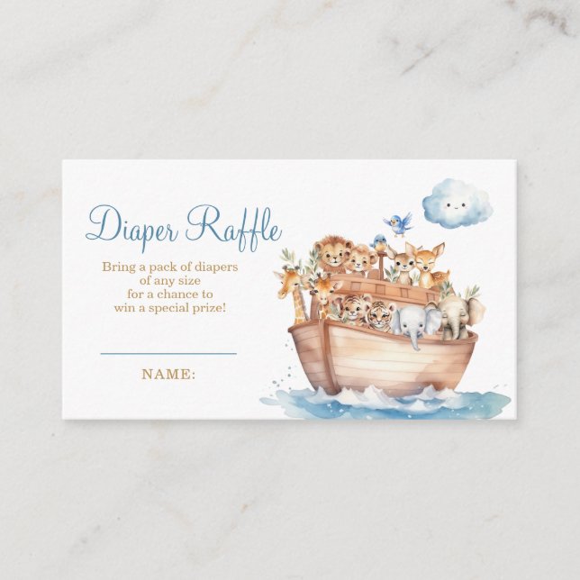 Niedliche Boy Noah's Ark Baby Dusche Windeln Winde Begleitkarte (Vorderseite)