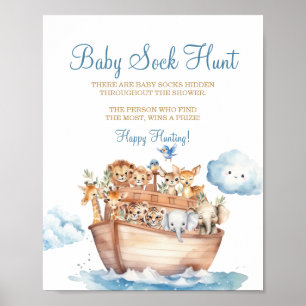 Niedliche Boy Noah's Ark Baby Shower Baby Sock Hun Poster