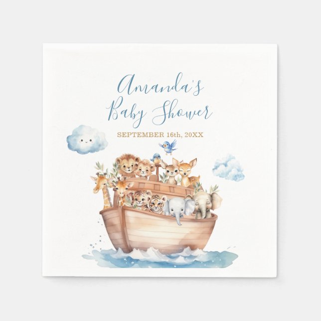 Niedliche Boy Noah's Ark Cloud Baby Dusche Serviette (Vorderseite)