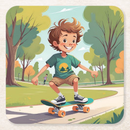 Niedliche Boy Skateboarding Untersetzer Set