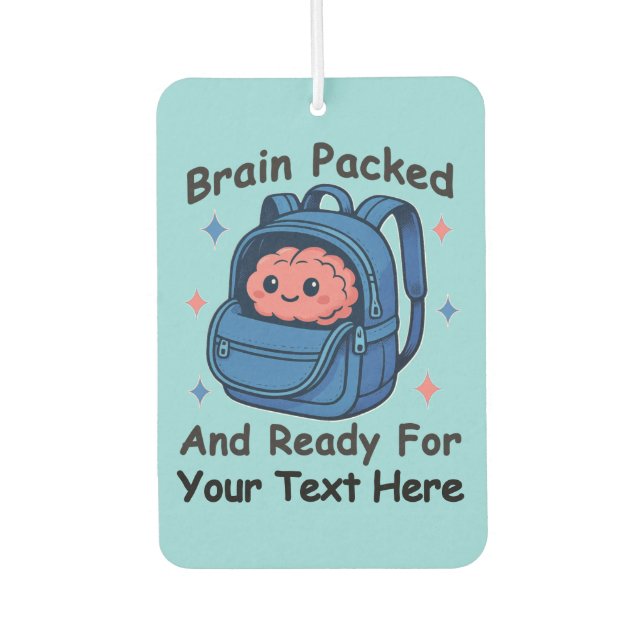 Niedliche "Brain Ready"-Version von Back-to-School Autolufterfrischer (Vorderseite)