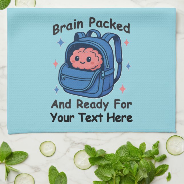 Niedliche "Brain Ready"-Version von Back-to-School Geschirrtuch (Gefaltet)