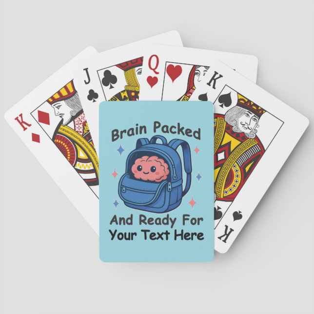 Niedliche "Brain Ready"-Version von Back-to-School Spielkarten (Rückseite)