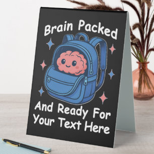 Niedliche "Brain Ready"-Version von Back-to-School Tischaufsteller