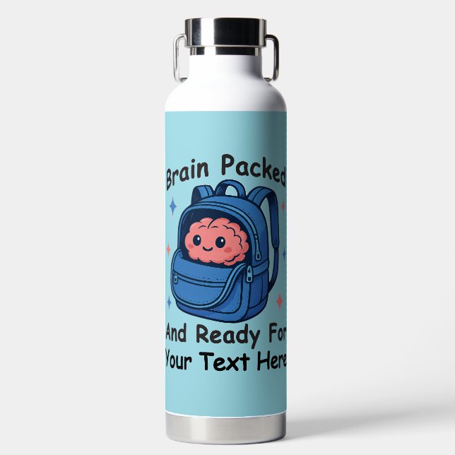 Niedliche "Brain Ready"-Version von Back-to-School Trinkflasche (Vorderseite)