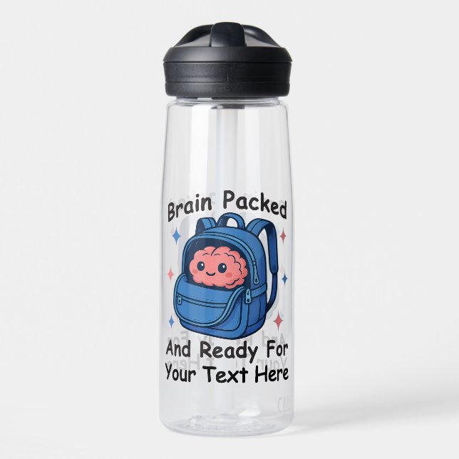 Niedliche "Brain Ready"-Version von Back-to-School Trinkflasche (Vorne)