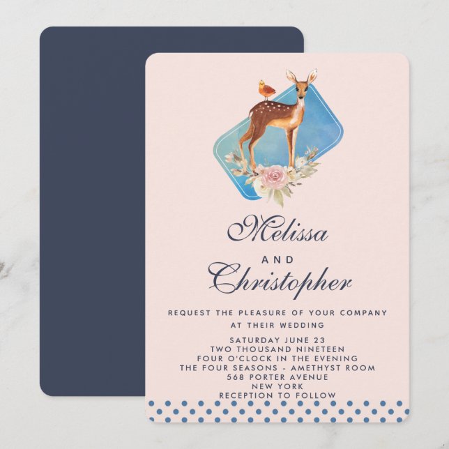Niedliche Braun-Aquarellenhochzeit Einladung (Vorne/Hinten)