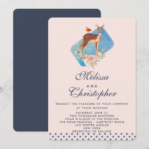 Niedliche Braun-Aquarellenhochzeit Einladung
