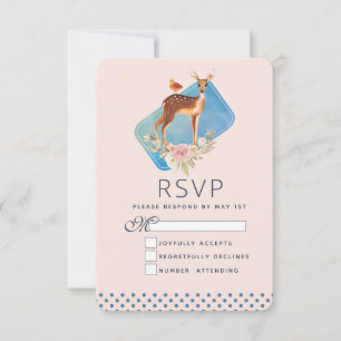 Niedliche Braun Wasserfarbe Hirsche Rustikale Hoch RSVP Karte