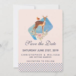 Niedliche Braun Wasserfarbe Hirsche Rustikale Hoch Save The Date