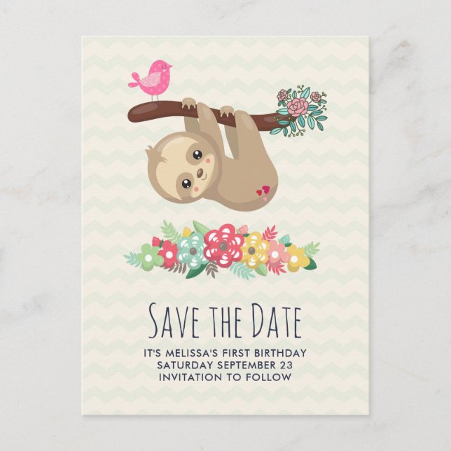 Niedliche braune Fahne, die Save the Date auf den  Postkarte (Vorderseite)