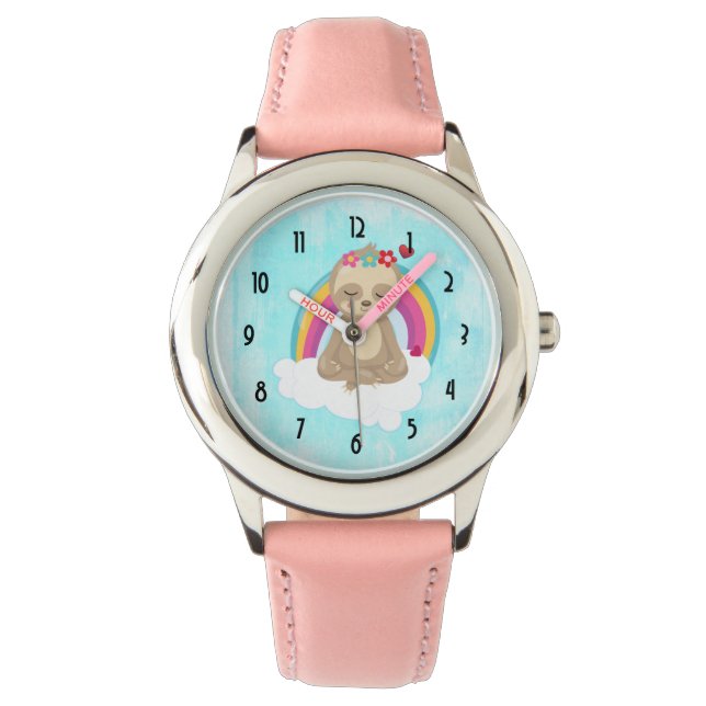 Niedliche braune Fahne, meditierend auf einer Wolk Armbanduhr (Vorderseite)