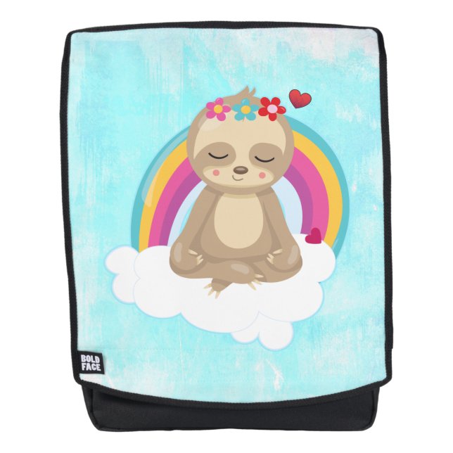 Niedliche braune Fahne, meditierend auf einer Wolk Rucksack (Vorderseite)