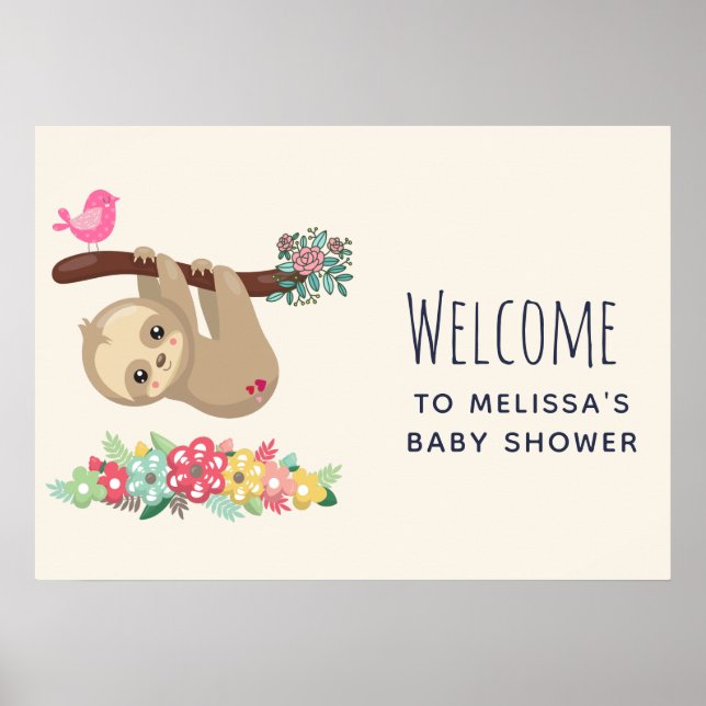 Niedliche braune Faulenzer mit Dusche auf dem Kopf Poster (Vorne)