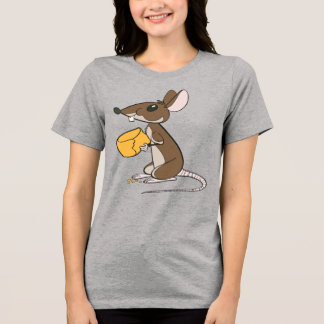 Niedliche braune Maus mit einem Stück Käse Tri-Blend Shirt