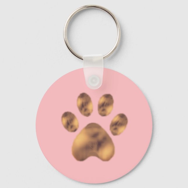 Niedliche braune Pet auf rosa Schlüsselanhänger (Vorderseite)