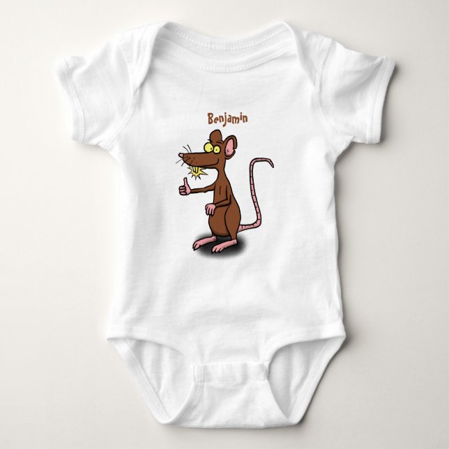 Niedliche braune Ratte hält Cartoon hoch Baby Strampler (Vorderseite)