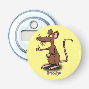 Niedliche braune Ratte hält Cartoon hoch Flaschenöffner