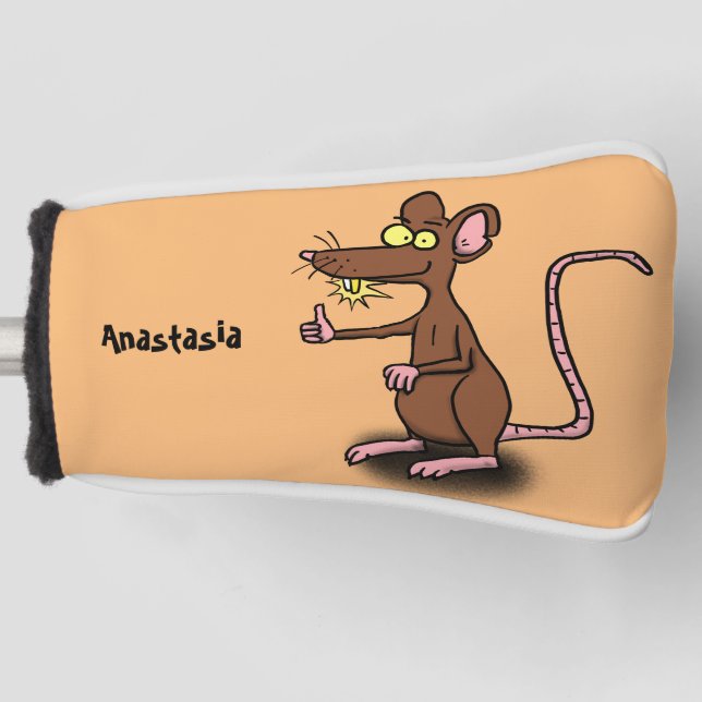 Niedliche braune Ratte hält Cartoon hoch Golf Headcover (Vorderseite)