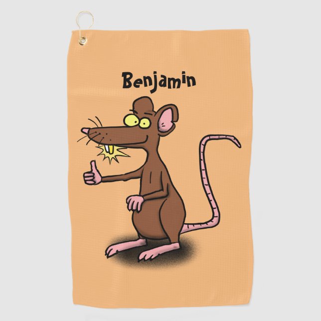 Niedliche braune Ratte hält Cartoon hoch Golfhandtuch (Vorderseite)