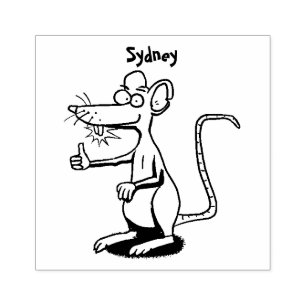 Niedliche braune Ratte hält Cartoon hoch Gummistempel