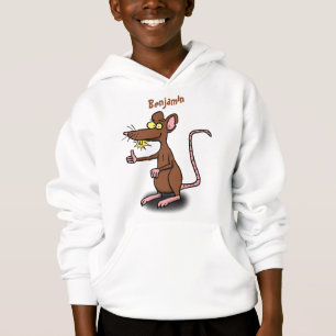 Niedliche braune Ratte hält Cartoon hoch Hoodie