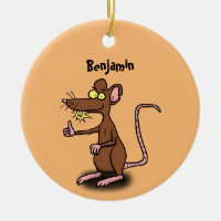 Niedliche braune Ratte hält Cartoon hoch