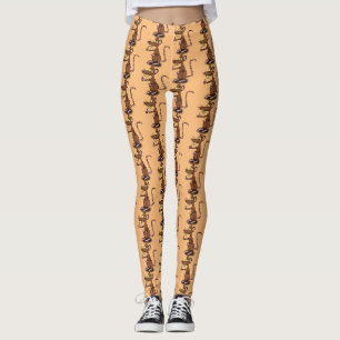 Niedliche braune Ratte hält Cartoon hoch Leggings
