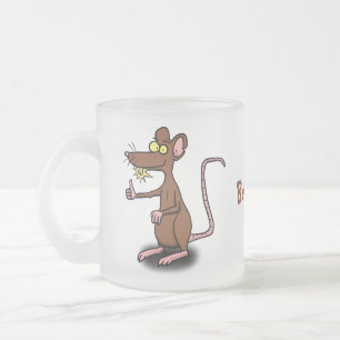 Niedliche braune Ratte hält Cartoon hoch Mattglastasse