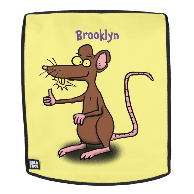Niedliche braune Ratte hält Cartoon hoch Rucksack (Abnehmbare Front)