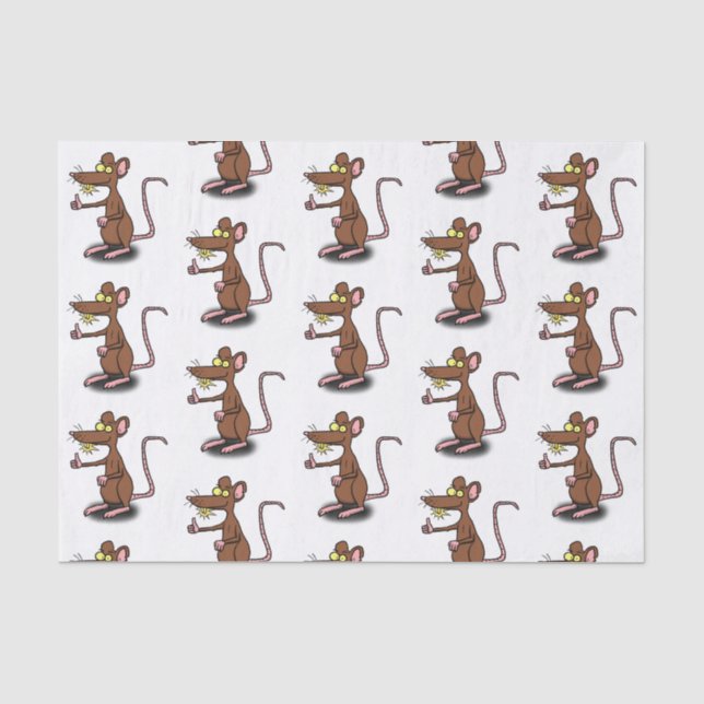 Niedliche braune Ratte hält Cartoon hoch Seidenpapier (Vorderseite)