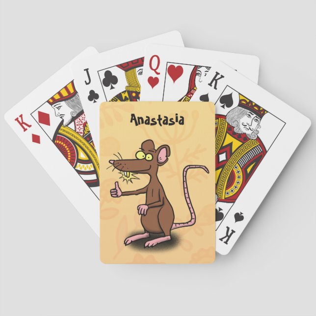 Niedliche braune Ratte hält Cartoon hoch Spielkarten (Rückseite)