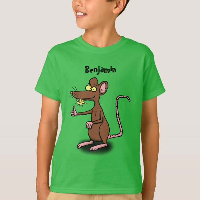 Niedliche braune Ratte hält Cartoon hoch T-Shirt (Vorderseite)