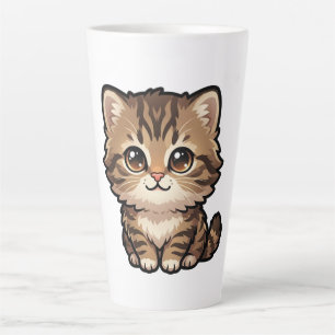 Niedliche braune Tabby-Kätzchen-Latte-Mug Milchtasse