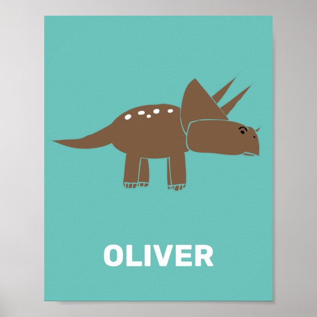 Niedliche braune Triceratops Dinosaurier für Kinde Poster (Vorne)