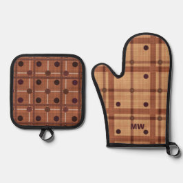 Niedliche Brauntöne Ofenhandschuh & Topflappen-Set