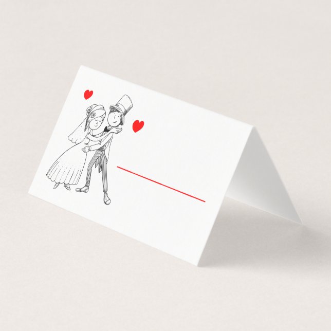 Niedliche Braut Groom Cartoon Red Wedding Brautpar (Vorderseite)