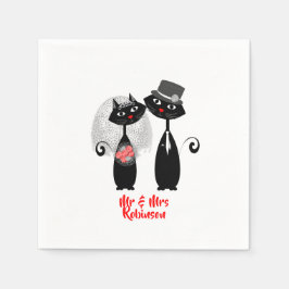 Niedliche Braut | Groom Wedding Cats Personalisier Serviette