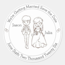 Niedliche Braut und Bräuche Save the Date Runder Aufkleber