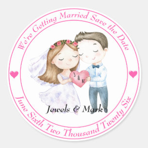 Niedliche Braut und Bräuche Save the Date Runder Aufkleber