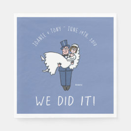 Niedliche Braut und Cartoon Groom Hochzeit Napkins Serviette