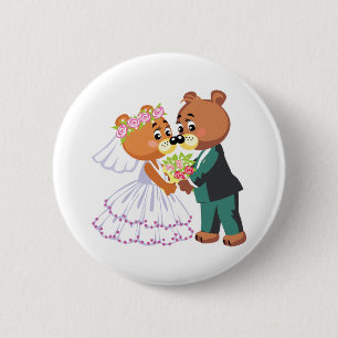 niedliche Bräute und Bräutigam-Teddy-Bären planen  Button