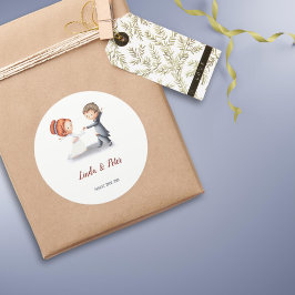 Niedliche Brautgroom-Hochzeit Runder Aufkleber