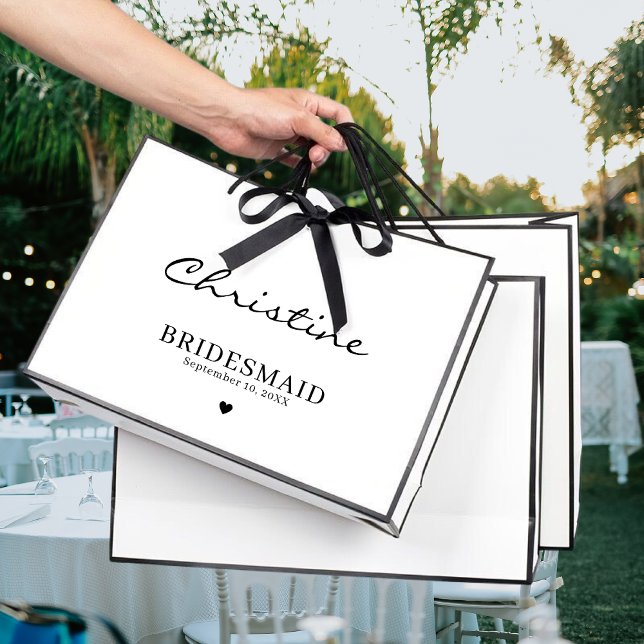 Niedliche Bridesmaid Wedding Danke Ihnen Black & W Große Geschenktüte (Von Creator hochgeladen)
