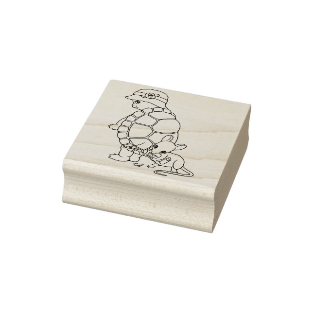 Niedliche Briefmarke von Turtle und Maus Gummistempel (Stempel)