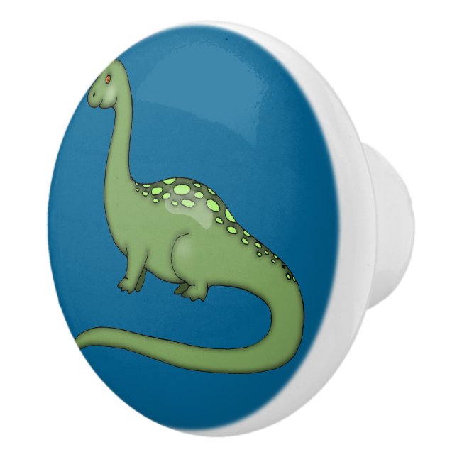Niedliche Brontosaurus Dinosaurier-Illustration Keramikknauf (Rechts)