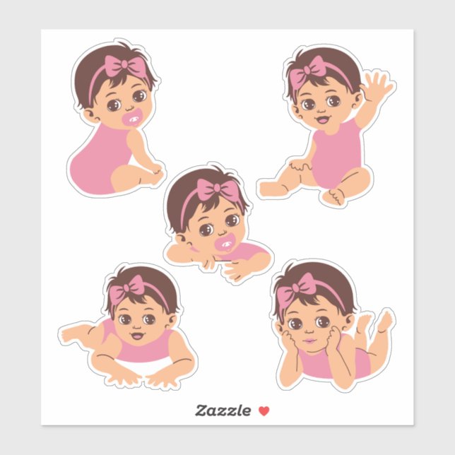 Niedliche Brown-Hair-Babyausschnitt Aufkleber (Blatt)