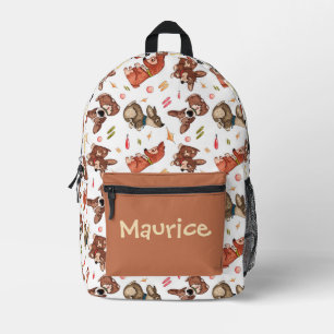 NIEDLICHE BROWN PUPPIES HUNDE BONES PATTERN INDIVI BEDRUCKTER RUCKSACK