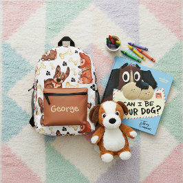 NIEDLICHE BROWN PUPPIES HUNDE BONES PATTERN INDIVI BEDRUCKTER RUCKSACK
