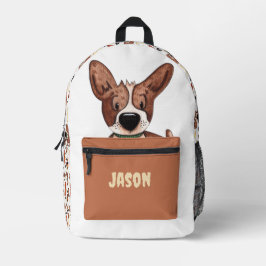 NIEDLICHE BROWN PUPPY HUNDE BONES PATTERN INDIVIDU BEDRUCKTER RUCKSACK